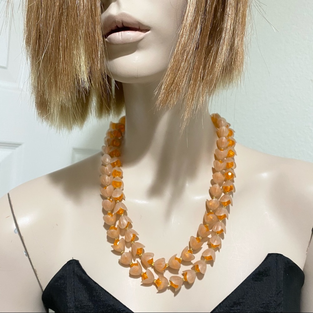 1950s West Germany Signed Plastic Flower Necklace